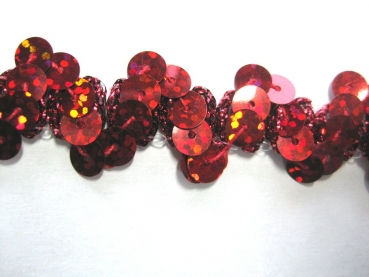 Paillettenband Holo rot